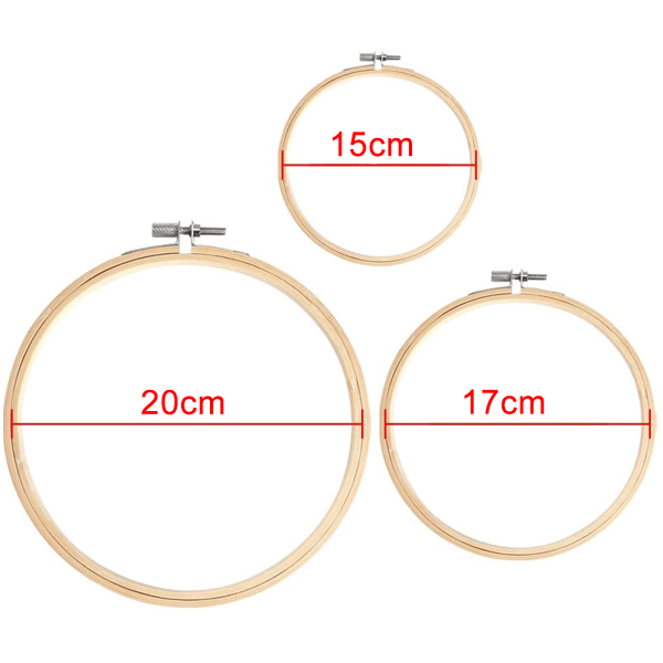 Broderingsramme Sett Bambus Sirkel Korssting Hoop Ring -