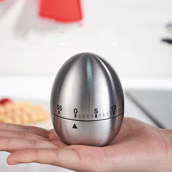 1 stk sølv egg kjøkkentimer, klassisk eggformet roterende al