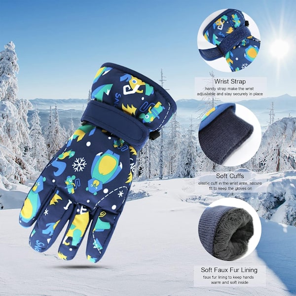 Barn Skid- och Snowboardhandskar, Vattentäta Varma Vinterhandskar, Kalla