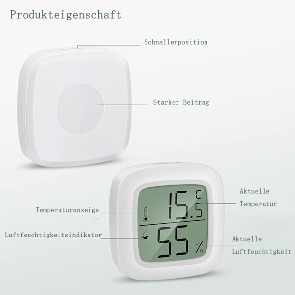 Hygrometersensor, Digital inomhushygrometer för babyrum och terrarium, Temperatur- och luftfuktighetsmätare med LCD-display för växthus, senior