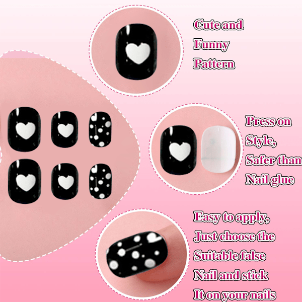Barn Press Nails Barn Falska Naglar Konstgjorda Nagelspetsar Flickor