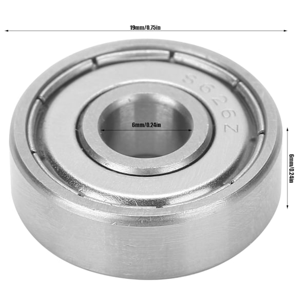 10 stk. S626Z 6x19x6MM Rustfrit Stål Kuglelejer til Rulleskøjter Tilbehør