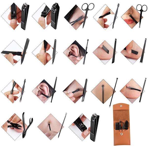 Nagelklippare Set Hög Precision Rostfritt Stål Cutter Fil Skarpa Saxar med Stilfullt Fodral