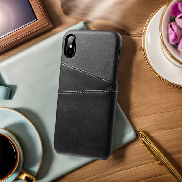 Kompatibel med iPhone X/XS - Wallet Case med stativ - Sort