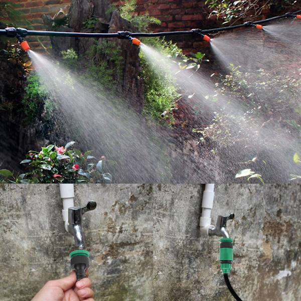 20m trädgård bevattningssystem dimma sprinkler munstycke kit kylning vattning tillbehör