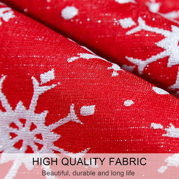 Klassisk Julgransmatta med Snöflingor, Elegant Retro Röd Design Säkerställer Att Dina Helgdagar Glänser Med Festlig Charm, Högkvalitativt Linnetyg Ger