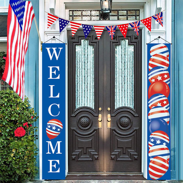 4 juli veranda skylt patriotisk amerikansk flagga, banderoll