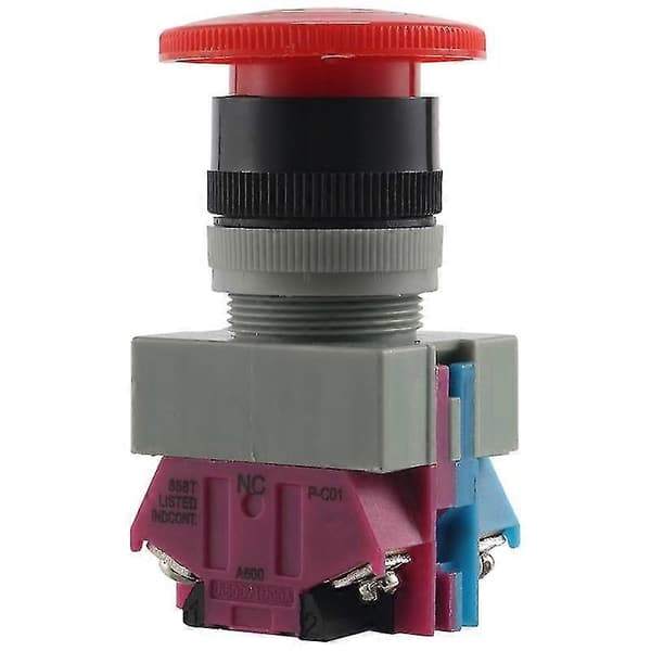 AC 600V 10A Röd Svamp Nödstopp Tryckknapp Strömbrytare 22mm NO NC