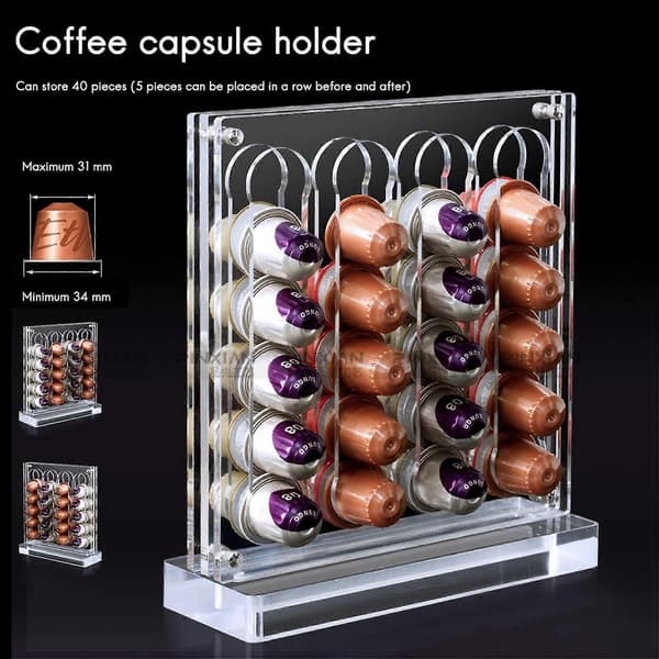 Akryl Kaffekapselhållare För Originalline, Förvaringslåda & Organizer för Kaffekapslar (40