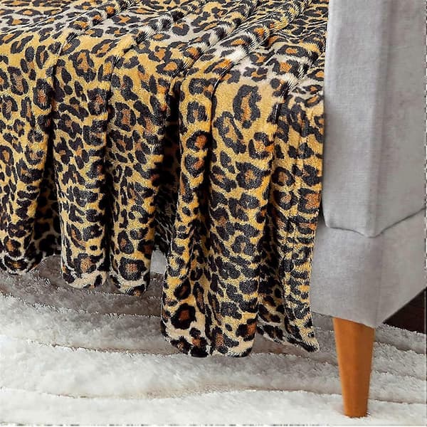 Supermjuk flanellfilt, soffpläd, golvfilt, leopardmönster, 150x200 cm
