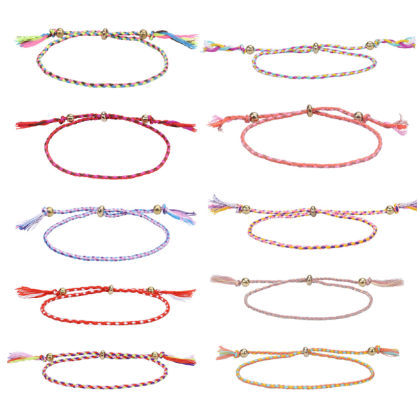 10 Woven Bracelets for Teen Girls, Adjustable Girl Braided