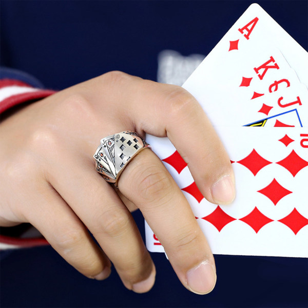 Pokerspel Casino Ring Spelkort Statement Band Ring