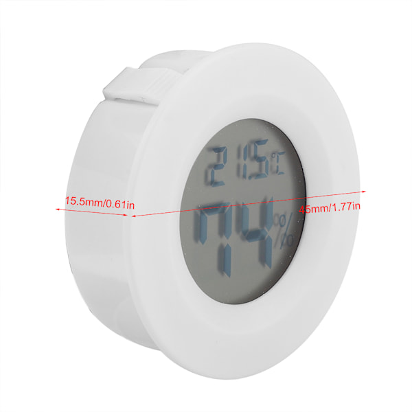 Mini Digital LCD Termometer Rund Form Temperatur for Innendørs Reptilkjæledyr (Hvit)