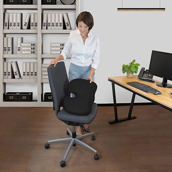 Ergonomisk Design Ortopedisk Sittdyna för Svanskotan, Memory Foam och Gel Sittkudde för Lindring av Ischiasvärk och Halkfri Botten, Ergonomisk Design för