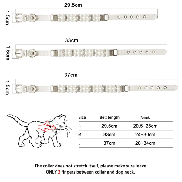 Hundkattpärlhalsband med diamantdekor i kristall av strass,