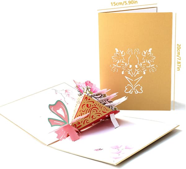 Blomster Pop Up Kort, 3D Fødselsdags Pop Up Kort, 3D Valentinsdag