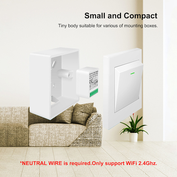 Wifi APP -kaukosäädin kytkin relemoduuli WiFi 2CH valokytkimen moduuli Tuya AC 100‑240V