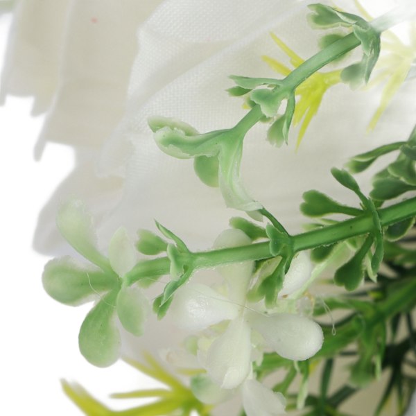 Kunstig brudebukett Silkeblomst Simulering Rosebukett for Brud som Holder Blomster Melkehvit