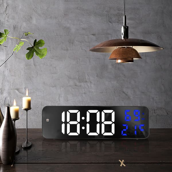 Stor Digital LED-Klocka Elektronisk Väckarklocka Stor Skärm Plug-in Klocka Väggmonterad