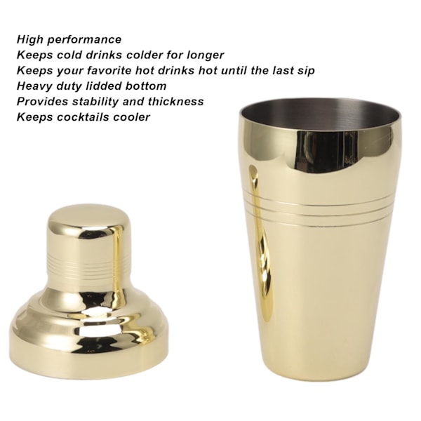 Cocktail Shaker 304 Rostfritt Stål Mixer Drink Shaker för Hem Bartending Kit Bar Verktyg 510ml Guld