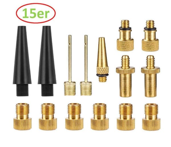 Cykelpumpadapter [15 delar], Cykelventiladapter Bollpump Ne