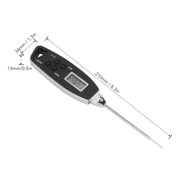 Digital mattermometer för mat - Exakt termometer med omedelbar avläsning - Köksredskap för grillning och matlagning - Svart