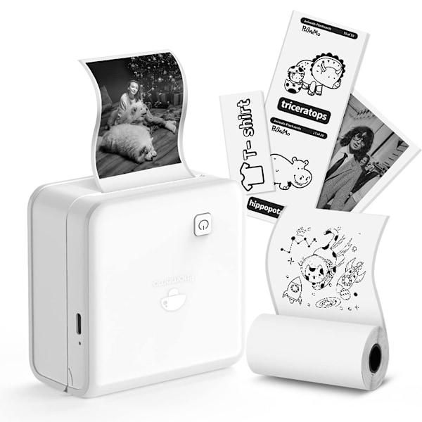 M02 Pro 300 DPI fickprinter, minitermisk fotoskrivare för mobiltelefon, klistermärkesskrivare, kompatibel med 15, 25, 53 mm papper, för iOS och
