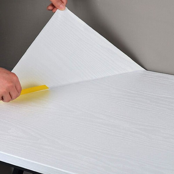 Tålig Vit Trätapet Som Inte Bleknar: Skala Och Fäst För Enkel Dekoration, Självhäftande Vinyl Med Stark Vidhäftning, Lätt Att Rengöra, 40 cm