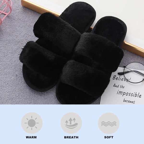 Fluffy Damessko Fluffy Faux Fur Slip On Ortopædiske Sko med A