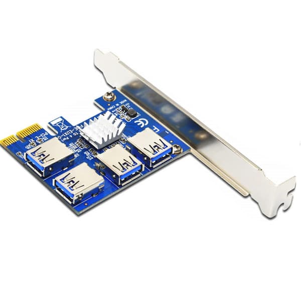 PCI-e till PCI-e Riser-kort 1 till 4 1x till 16x USB 3.0 Slot Hub Adapter för Bitcoin Mining Miner BTC De
