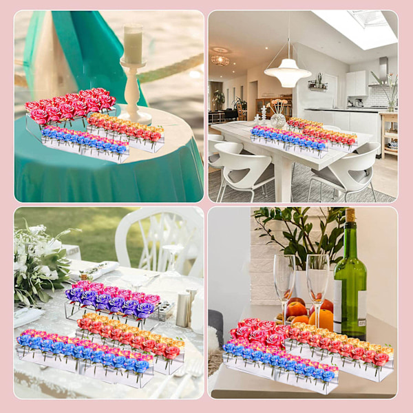 Tålig Klar Akrylvas, Modern Blomsterarrangemang Rektangulär Dekoration för Matbord, Bred Användning i Hem och Kontor (Transparent)