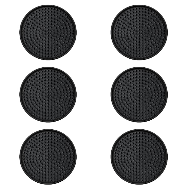 Sticker - 6 stk. runde, hævede, anti-slip coasters - sort