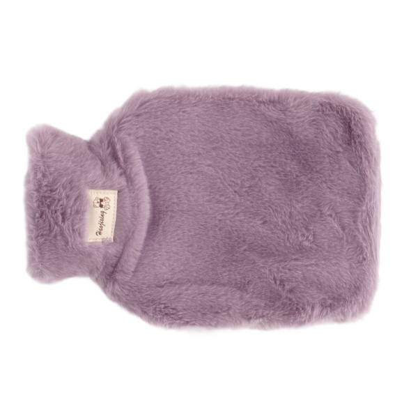 Plush Varmtvannflaske 1000ml Bred Munn Anti-Skli Tekstur Varmtvannflaske med Vaskbar Myk Plush Deksel for Skole Kontor Lilla