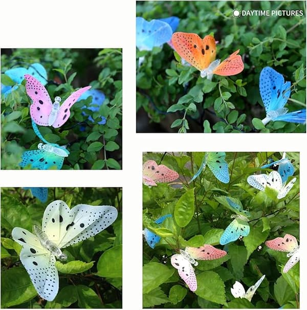 Solcelledrevne fe-lys udendørs, 12 LED solcelledrevne sommerfugle