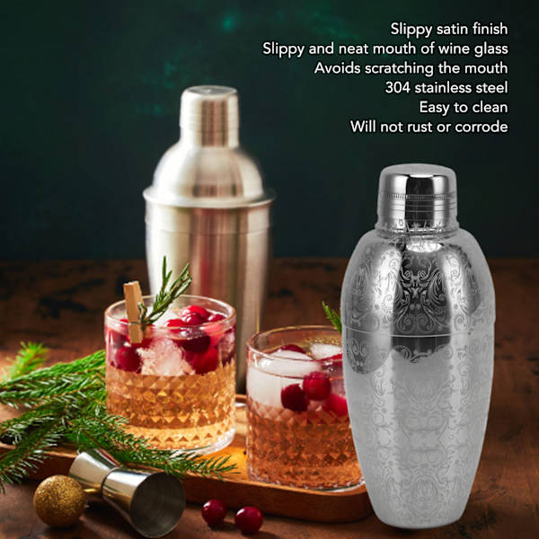 Cocktail Shaker Amerikansk Stil 304 Rustfrit Stål Cocktail Bartending Mixer Shaker til Bar Tilbehør Ætsning