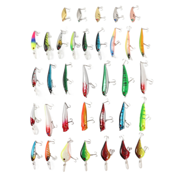 35 st Simulerings Hårdbete Blandad Minnow Fiske Lure Kit Minnow Lure för Sötvatten Saltvatten Båtfiske