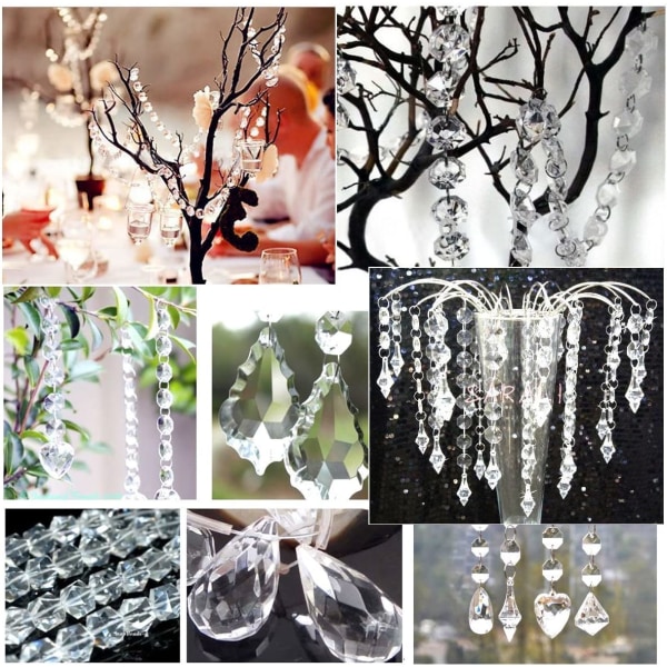 12 st Droppformade kristallhängen Smyckeshängen Glas Glaspärla