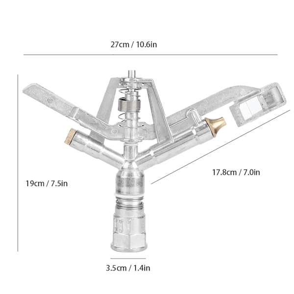 G1/DN25 Gungbräda Sprinkler i Zink-Legering Automatisk Rotation Bevattning Sprinkler för Vattning