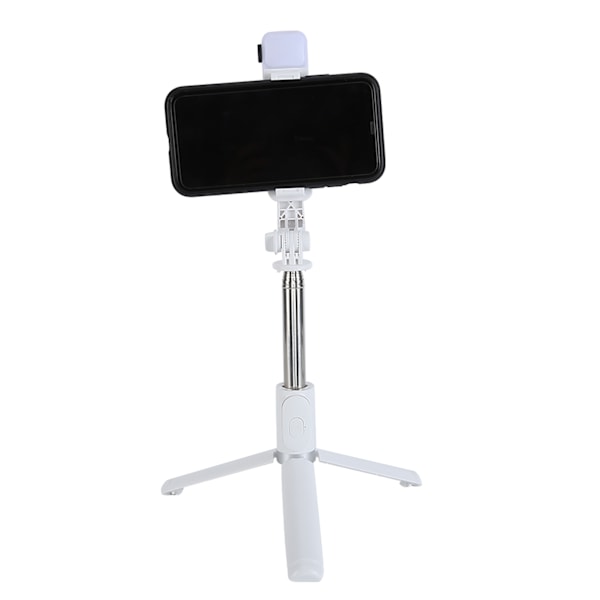 360 Graders Rotation Selfie Stick Bærbar Bluetooth Tripod Selfie Stick med Fyldlys til Mobiltelefon Hvid