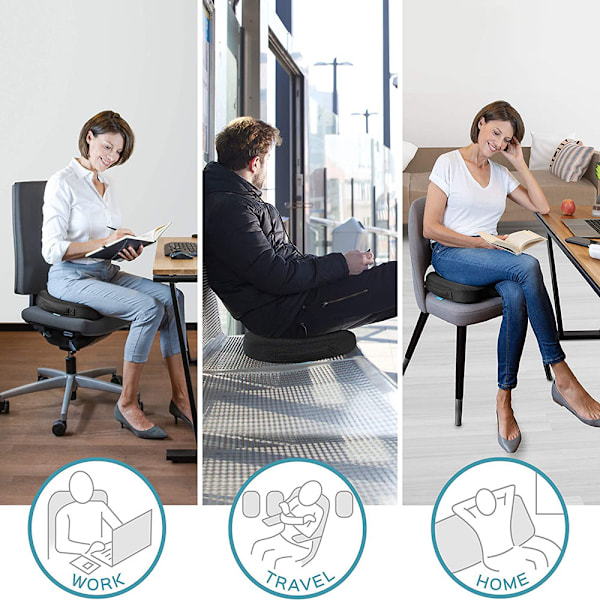 Ergonomisk Design Ortopedisk Sittdyna för Svanskotan, Memory Foam och Gel Sittkudde för Lindring av Ischiasvärk och Halkfri Botten, Ergonomisk Design för