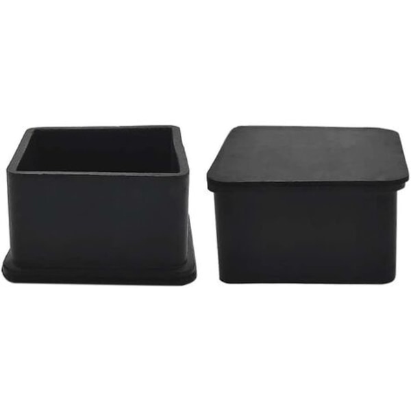 8-pack halkfria gummifötter för stolsben, möbler, bord, 5,0 cm (2 tum), fyrkantiga, svarta
