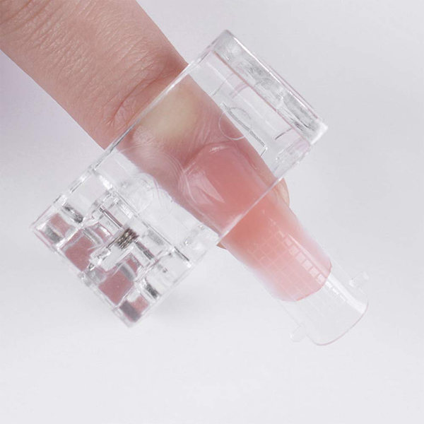 10 st Nagelspetsklämmor för snabbbyggd polygel, polygelklämma för naglar Nagelformad plast klara fingerförlängningsklämmor DIY-manikyr med UV LED-poly