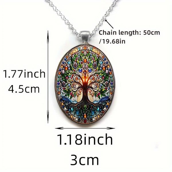 Färgglatt Livets Träd-halsband: Boho-Chic Kragkedja