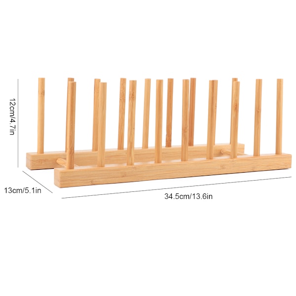 Bambus Opvaskestativ Tallerkenholder Køkken Opbevaringsskab Organizer til Kop Pot Låg Skærebræt