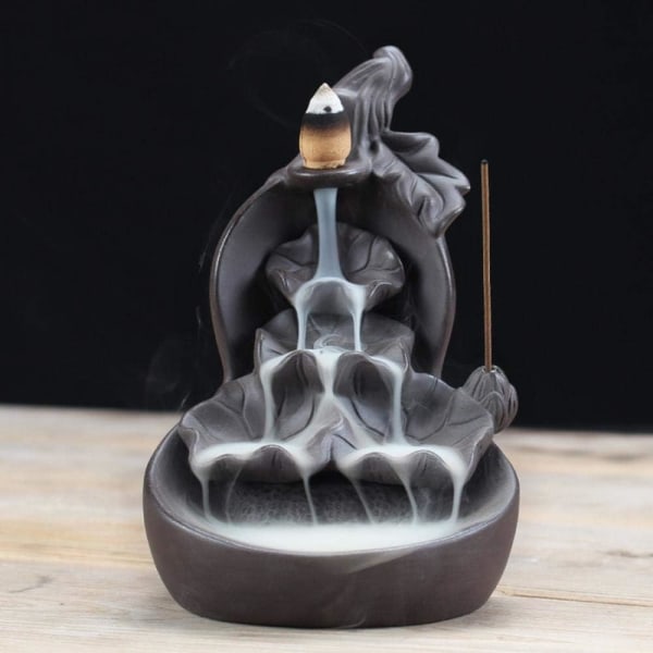 Tilbageflydende røgelsebrænder - Lotus Buddha - Keramik