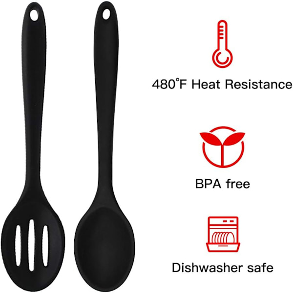 Gourmet's Delight Silikon Köksredskap, Flerfärgade Skedar, Non-stick Blandningsskedar För Matlagning Bakning Rörning, Ergonomiskt Utformade För