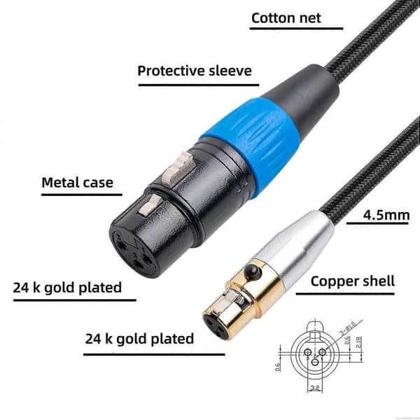 Mini XLR 3-pin han til XLR 3-pin stik mikrofon adapterkabel til BMPCC 4k kamera lydkabel