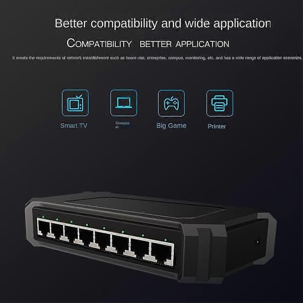 8 Port 1000mbps Gigabit Ser Home Shunt Moning S EU Stik