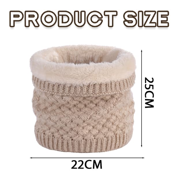 Vinterstrikket evighetsskjerf med polarfleece halsvarmer for barn, jenter/gutter cream-coloured