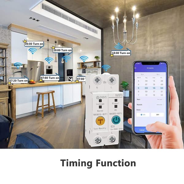 MSBD APP 2P 63A DIN-skena WIFI Smart energimätare strömförbrukning kWh strömbrytare